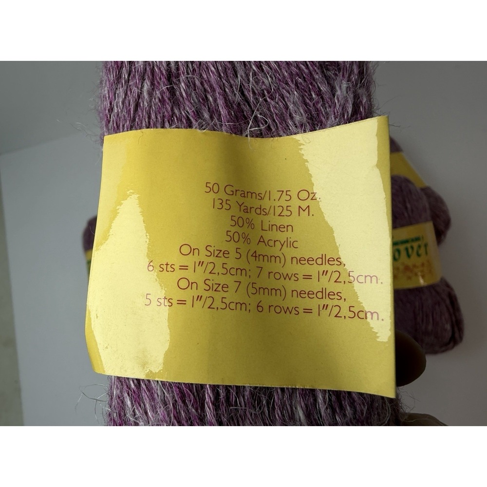 Reynolds Clover Yarn Linen and Acrylic Blend Light Worsted Purple Lot Of 10 - Picture 5 of 6